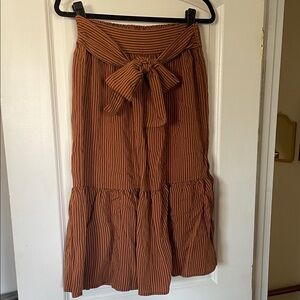 Madewell Striped Tie-Waist Midi Skirt in Rust